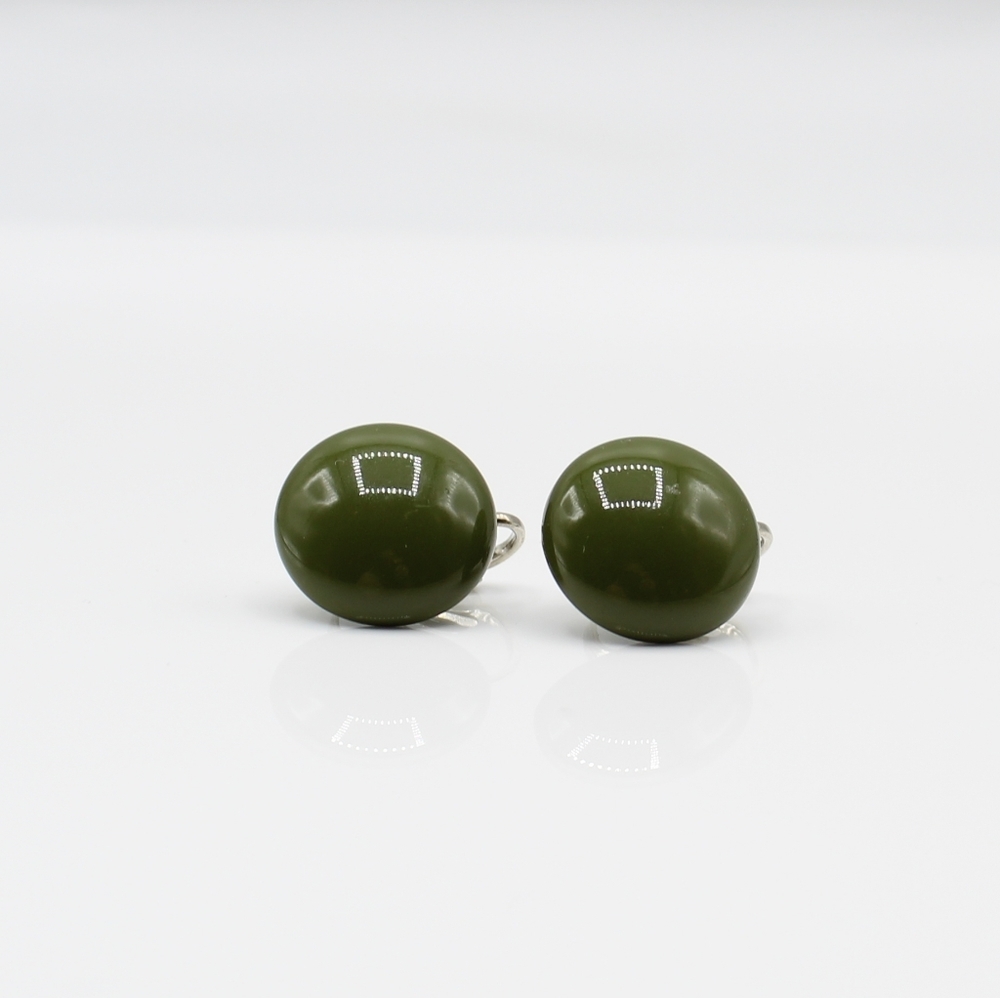 Vintage enamel button clip earrings - Picture 3 of 7